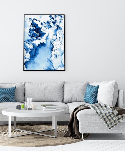 Plakat abstrakcja niebieska fala 70x100 cm na Arena.pl