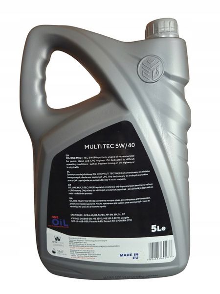 Olej silnikowy OIL ONE MultiTEC 5W-40 5L zdjęcie 3