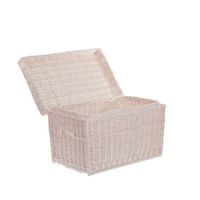 Kufer Wiklinowy Wybielany skrzynia wiklinowa z wiekiem kosz na zabawki 70x42 H47 cm