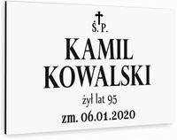 nadruk uv TABLICZKA NAGROBNA nagrobkowa 30x20 dibond aluminiowa biała