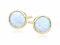 OKRĄGŁE POZŁACANE SREBRNE KOLCZYKI WKRĘTKI KÓŁECZKA JASNO ZIELONY OPAL