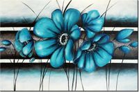 100 70CM OBRAZ PŁÓTNO TURKUSOWE KWIATY PŁÓTNO RAMA