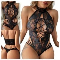 Bielizna Erotyczna Damska Czarne Seksowne Koronkowe Body Sexy Komplet