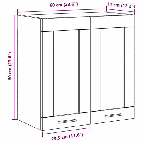 Wisząca szafka szklana z półką Czarny dąb 60 x 31 x 60 cm na Arena.pl