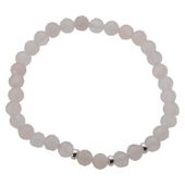 Bransoletka 19,5 cm - fasetowany Kwarc Różowy kulki i srebro