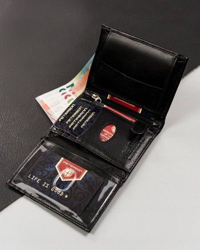 klasyczny, skórzany portfel męski bez zapięcia zewnętrznego - peterson na Arena.pl