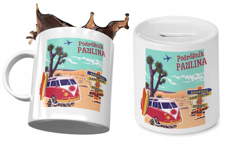 Dla Pauliny Zestaw Kubek + Skarbonka Dla Dziecka Z Nadrukiem Ze Zdjęciem zdjęcie 1