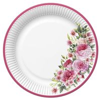 Talerzyki papierowe Bukiet Różowe Kwiaty, 23 cm 8 szt.