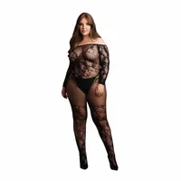 le desir bodystocking plus size z siateczką i koronką xl-4xl