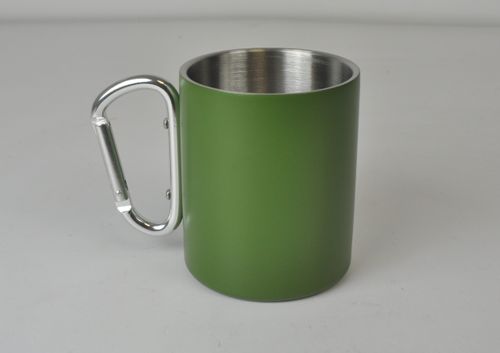 Kubek aluminiowy z karabińczykiem, logo, grawer 250ml 10szt. zielony na Arena.pl
