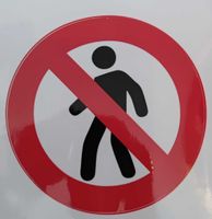 Znak Zakaz Przejścia Naklejany Znacznik Ostrzegawczy 12cm