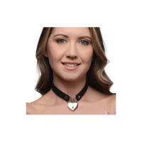 xr brands choker locking heart z zamkiem serce, czarny, regulowany