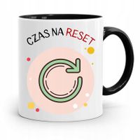 Kubek Czarny Informatyka Programisty Czas Na Reset Z Nadrukiem Ze Zdjęciem