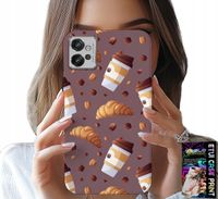 ETUI DO MOTOROLA G32 - CASE Z KAWĄ ROGALIKAMI I ZIARNAMI W TLE