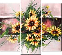 90 80CM OBRAZ T3 ELEM SŁONECZNIKI KORALU DRUK ŚCIENNY