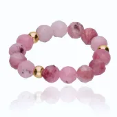 PIERŚCIONEK NA GUMCE KAMIEŃ NATURALNY RÓŻOWY TURMALIN EMOCJE STRES DEPRESJA