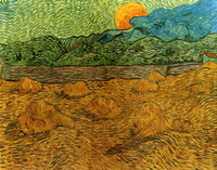 Reprodukcje obrazów Evening landscape with rising moon - Vincent van Gogh Rozmiar - 90x70