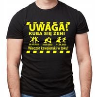 WIECZÓR KAWALERSKI PREZENT PAMIĄTKA KOSZULKA IMIĘ uwaga kawaler t-shirt