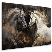 Obraz Canvas KONIE Zwierzęta Abstrakcja Elementy Złota 30cm x 20cm