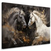Obraz Canvas KONIE Zwierzęta Abstrakcja Elementy Złota 100cm x 70cm