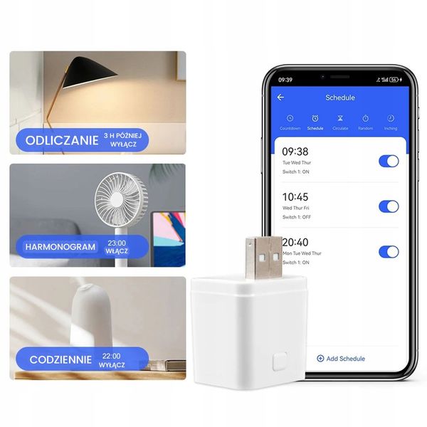 Inteligentny Mini Przełącznik Adapter USB 1 port 5-12V ZigBee TUYA Smart zdjęcie 7