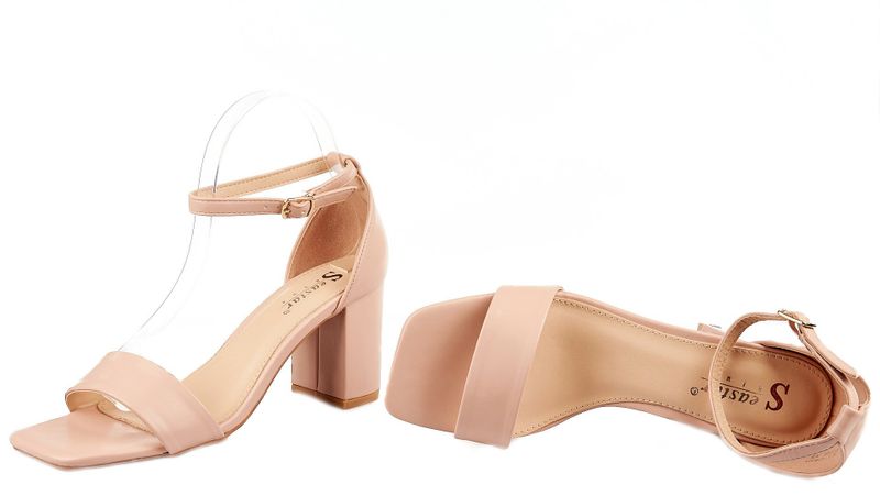 Sandały na obcasie słupku 7,5 cm. różowe Rozmiar obuwia - 39 zdjęcie 3