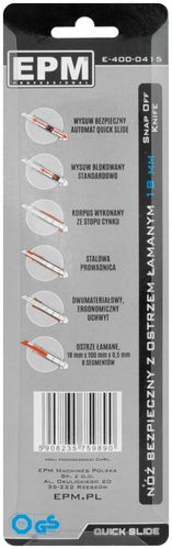 nóż, nożyk z ostrzem łamanym aluminiowy bezpieczny 18mm - e-400-0415 na Arena.pl