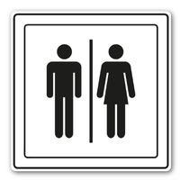 Naklejka ostrzegawcza WC damska męska folia wodoodporna 10cm x10cm