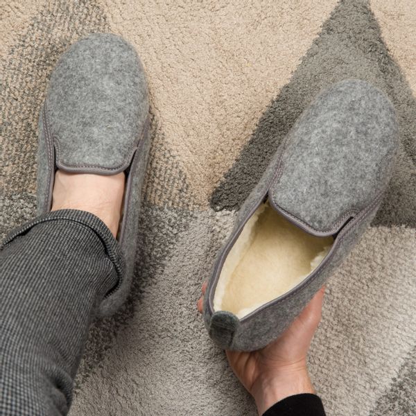 Bambosze męskie filcowe ocieplane kożuszek wełna 44 zdjęcie 7