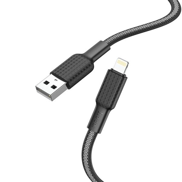 Kabel USB A do Lightning Hoco 2,4A 1 m X69 czarno biały zdjęcie 1