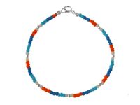 SREBRNA BRANSOLETA ŻYŁKA GWIAZD KOLOROWE KORALIKI