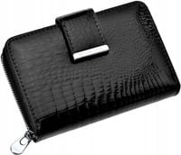 Lakierowany PORTFEL Damski SKÓRZANY Pojemny Portmonetka SKÓRA Pakowny