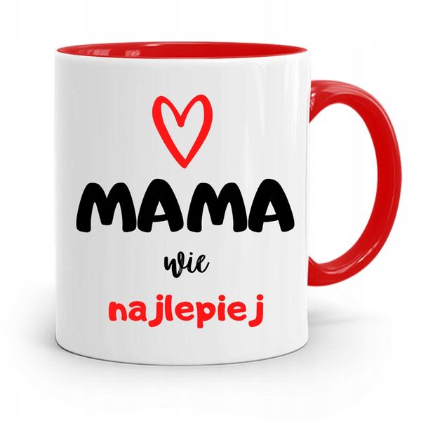 Kubek Czerwony Prezent Dla Mamy Mama Wie Najlepiej Z Nadrukiem Ze Zdjęciem zdjęcie 1