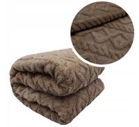 Koc miękki narzuta skandynawski wzór tłoczenia ARIES 150x200 ciemny beż