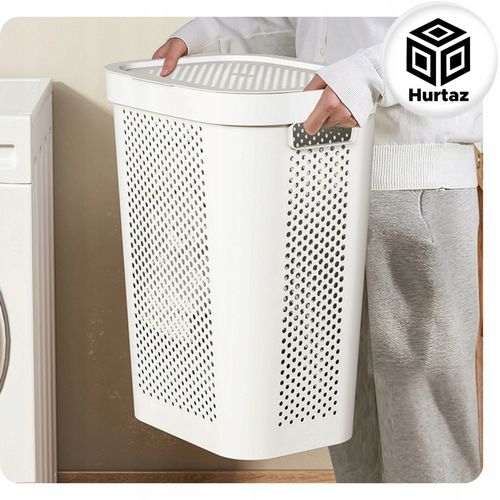 Kosz na Pranie Bieliznę Duży Kufer 60l Szary Pojemnik Plastikowy z na Arena.pl