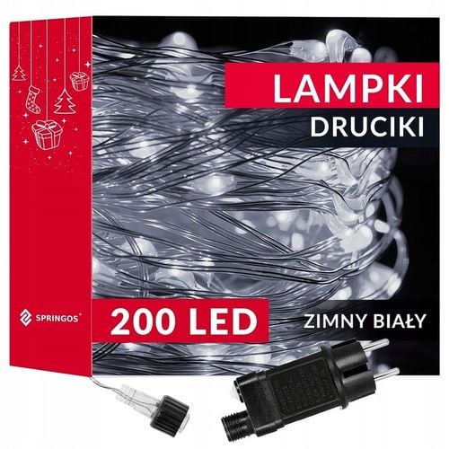 LAMPKI DRUCIKI 200 LED 23m ZEW/WEW MIKRO NA PRĄD 8 FUNKCJI ZIMNE ZASILACZ na Arena.pl