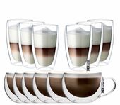 Zestaw Filiżanek Termicznych z Podwójną Ścianką Cappucino Latte 12szt