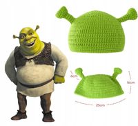 „NOWOŚĆ” Czapka Shrek Wełniana Czapka Dzianinowa Zielona