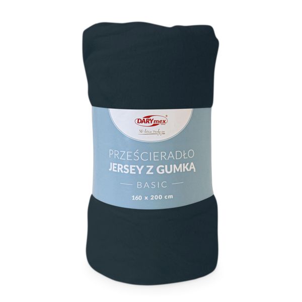 Prześcieradło z gumką jersey 160x200 BASIC granat zdjęcie 1