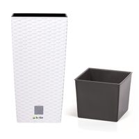 Doniczka wysoka wkład rattan 17x17x32,4 cm biały