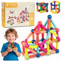 Klocki magnetyczne, konstrukcyjne 3D duży zestaw 128 szt. patyczki kulki