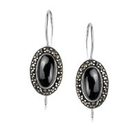 srebrne kolczyki z onyksami i markazytami - kdo2026