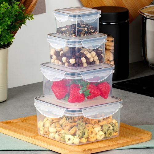 Pojemniki Kuchenne Hermetyczne na Żywność z Uszczelką Zestaw Pojemników x4 na Arena.pl