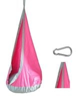 HUŚTAWKA HAMAK KOKON różowa z szara lamówką