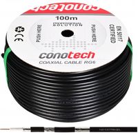 Kabel Przewód Antenowy RG-6 TRISHIELD Żelowany 100m Koncentryczny CU PE Żel