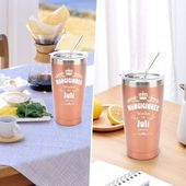 Kubek Termiczny ze Słomką Termos Stal 600ml