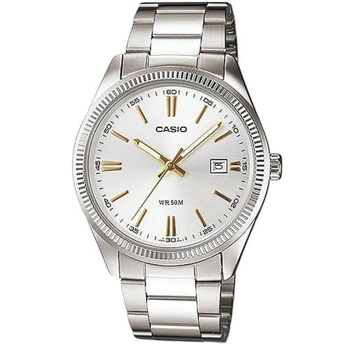 Zegarek Męski Casio DATE - SILVER, GOLD INDEXES (Ø 39 mm) na Arena.pl