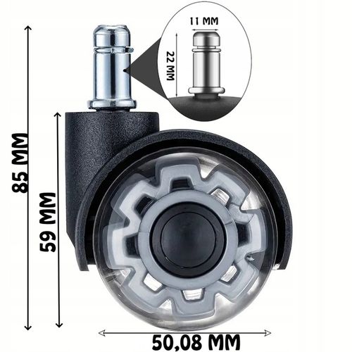 Zestaw 5 Kółek PU fi 11 ciche łożyska grube opony podłogi bez na Arena.pl