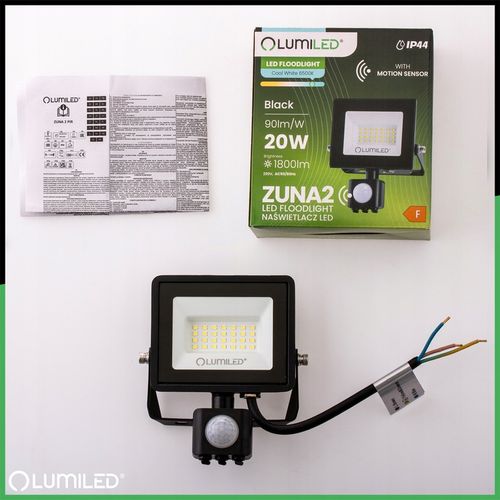 Naświetlacz LED 20W HALOGEN LAMPA ZEWNĘTRZNA REFLEKTOR z CZUJNIKIEM na Arena.pl