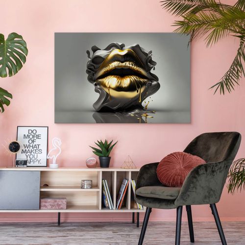Obraz Ścienny ABSTRAKCYJNE Złote Usta Modny Wzór Efekt 3D 120cm x 80cm na Arena.pl